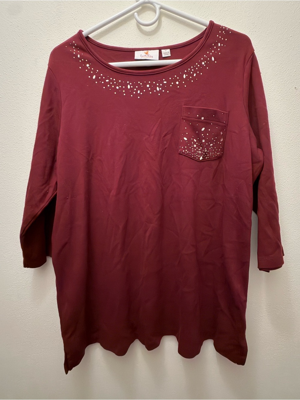 Quacker Factory Burgundy Embellished Pocket Tunic